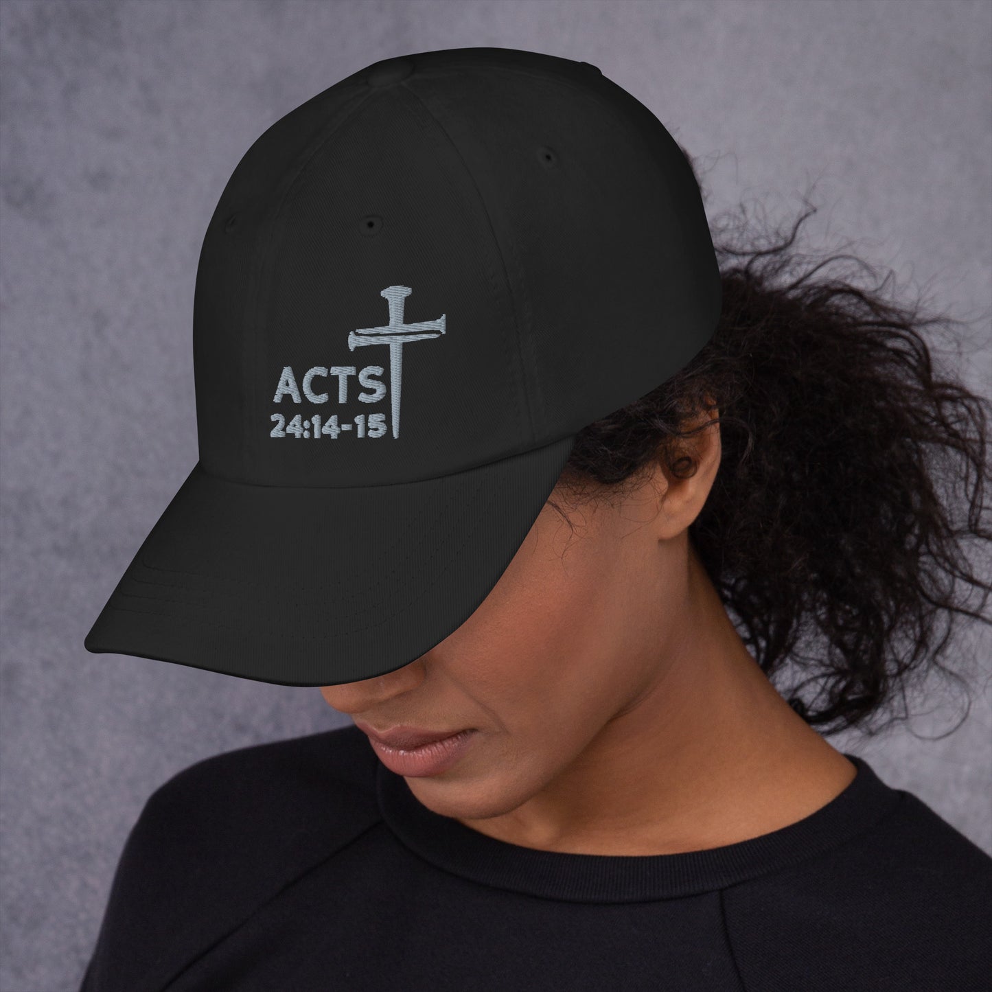 Acts 24:14-15 Nails Cross Hat (Grey Threading)