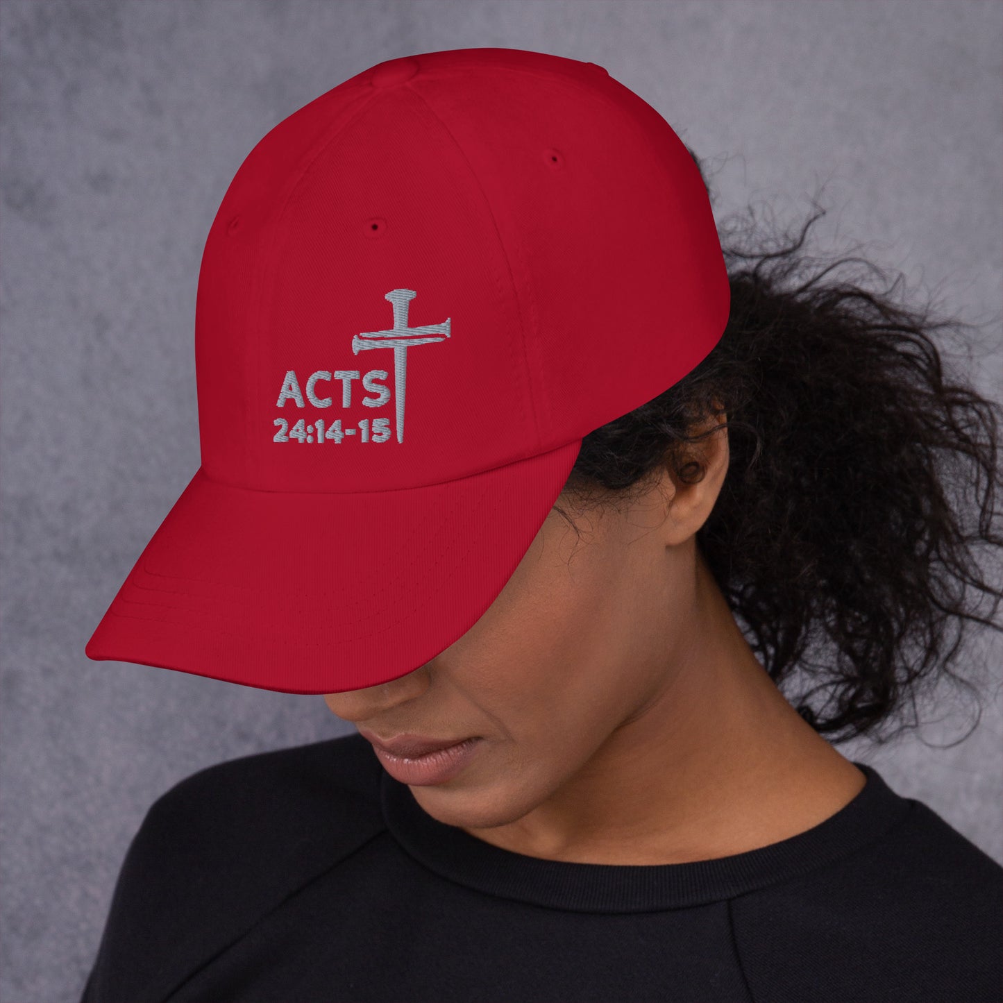 Acts 24:14-15 Nails Cross Hat (Grey Threading)