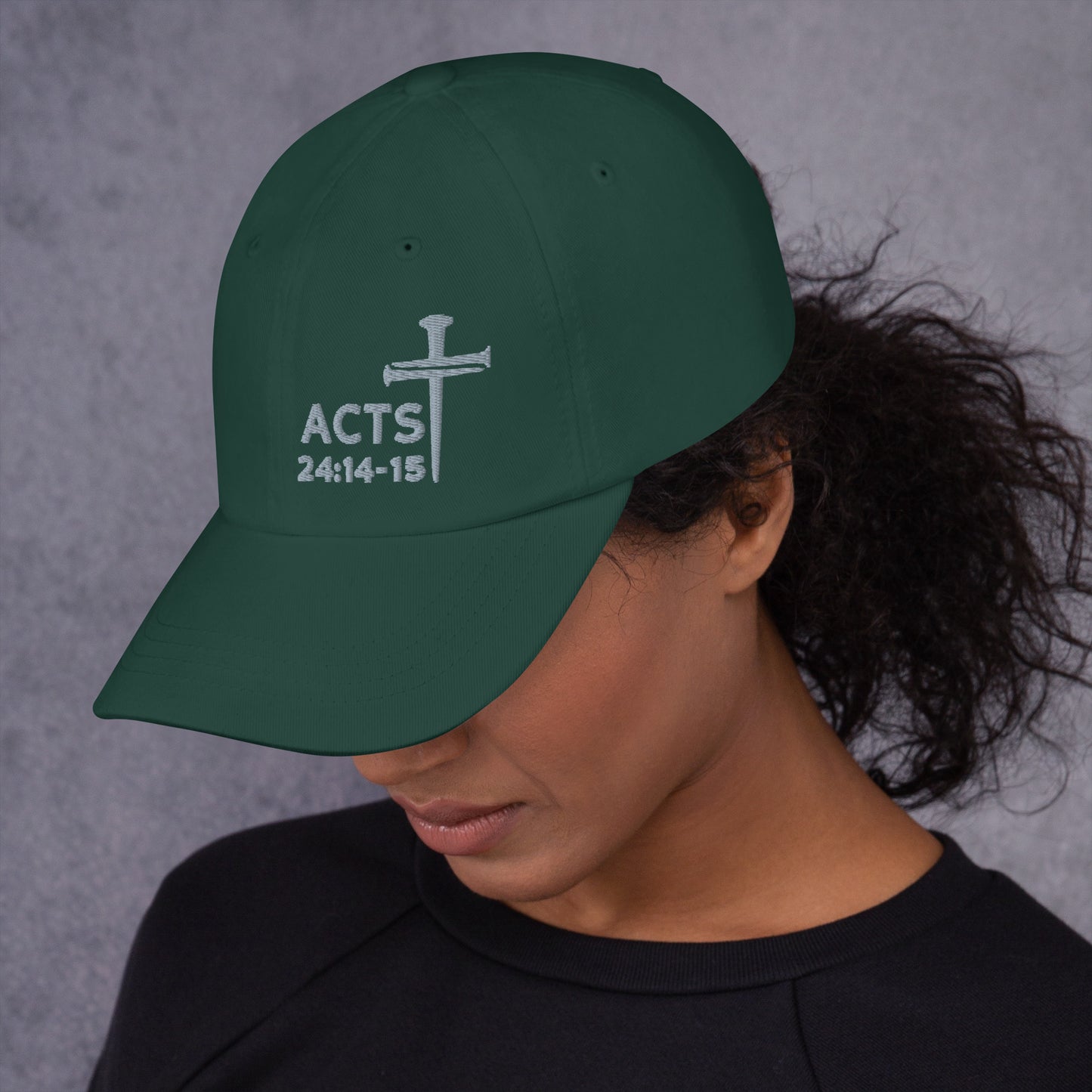 Acts 24:14-15 Nails Cross Hat (Grey Threading)