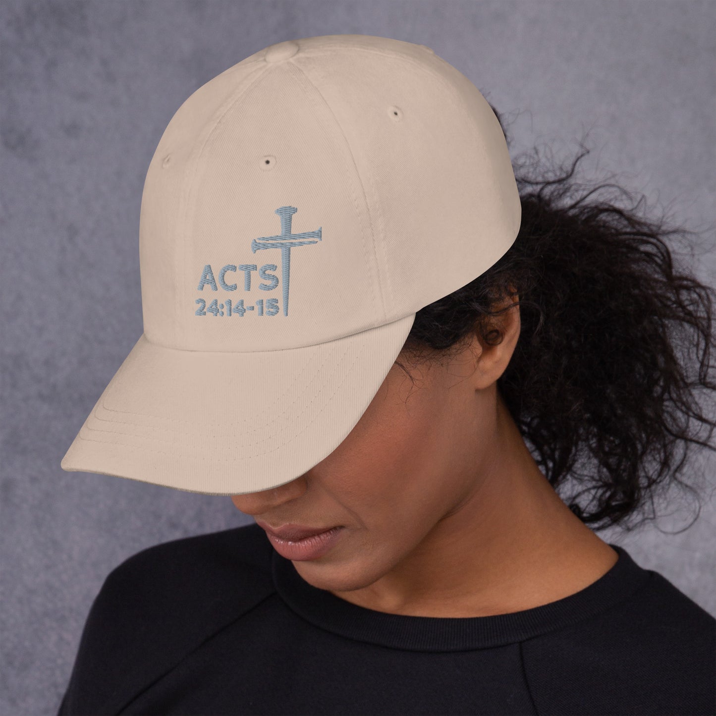 Acts 24:14-15 Nails Cross Hat (Grey Threading)
