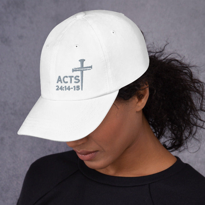 Acts 24:14-15 Nails Cross Hat (Grey Threading)